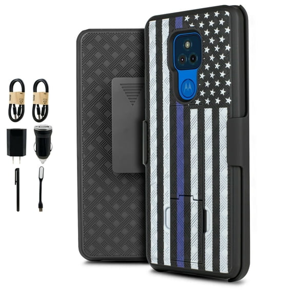 Value Pack ! for Motorola Moto G Play 2021 (NOT FIT 2020 Version) with Tempered Glass Phone Case 360° Cover Clip Kickstand Holster Hybrid Shock Bumper