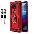 thumbnail image 1 of Value Pack + for Motorola Moto G Power 2021 (NOT FIT 2020 Version) with Tempered Glass Case Hybrid Phone Case Ring Magnet Mount Ready Grip Grids Kickstand Slim Shock Bumper Cover, 1 of 4
