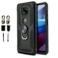thumbnail image 1 of Value Pack + for Motorola Moto G Power 2021 (NOT FIT 2020 Version) with Tempered Glass Case Hybrid Phone Case Ring Magnet Mount Ready Grip Grids Kickstand Slim Shock Bumper Cover, 1 of 4