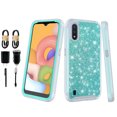 thumbnail image 1 of Value Pack and for Samsung Galaxy A01 015 Case Phone Case Dual Layer Glitter Full-Body Rugged Clear Back Case Drop Resistant Shockproof Case with Built In Screen Protector (Teal), 1 of 4