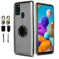 thumbnail image 1 of Value Pack + for Samsung Galaxy A21S with Tempered Glass Screen Protector Soft TPU Glitter Case Hybrid Phone Case Magnet Mount Ready Grip Grids Kickstand Slim Shock Bumper Cover, 1 of 4