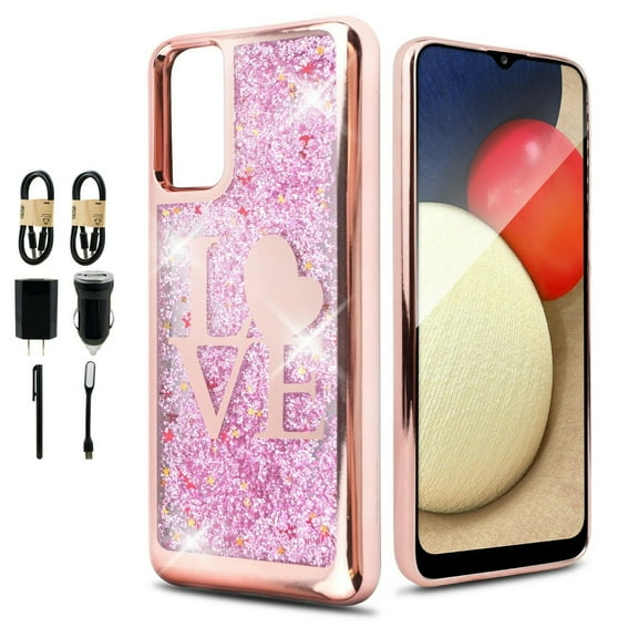Value Pack ! for Samsung Galaxy A52 5G Liquid Glitter Bling Sparkling Cute Woman Girl Phone Case Silicone PU Shock Bumper Scratch Guard Skin Wrap Slim Cover