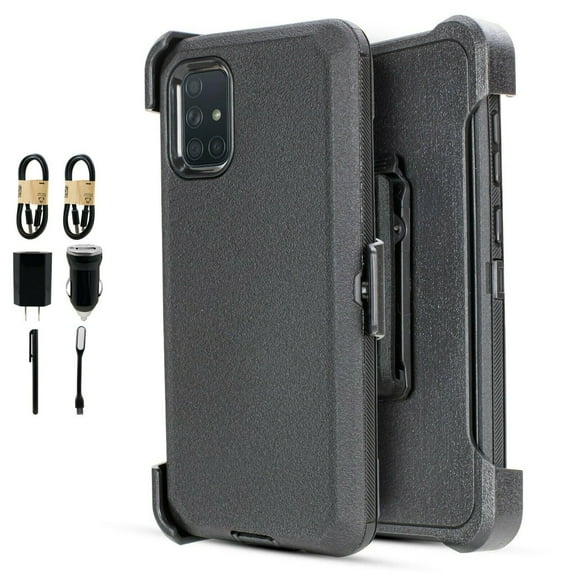 Value Pack ! for Samsung Galaxy A71 5G (NOT FIT SAMSUNG A71) Phone Case 360° Cover Screen Protector Clip Kickstand Holster Hybrid Shock Bumper (Black)