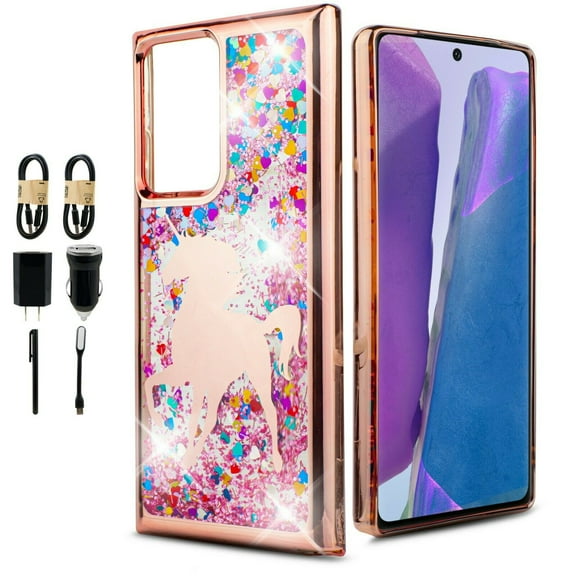 Value Pack ! for Samsung Galaxy Note 20 Ultra Liquid Glitter Bling Sparkling Cute Woman Girl Case Phone Case Silicone PU Shock Bumper Scratch Guard Skin Wrap Slim Cover