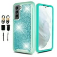 thumbnail image 1 of Value Pack ! for Samsung Galaxy S21 FE Sparkle Glitter Bling Full Body Built In Screen Protector Phone Case PU Shock Bumper Scratch Guard Skin Wrap Slim Cover, 1 of 4