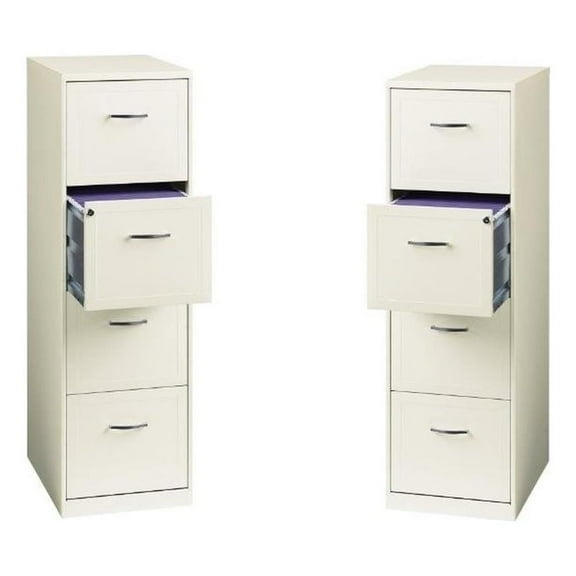 Value Pack (Set of 2) 4 Drawer Smart File Cabinet in Pearl White