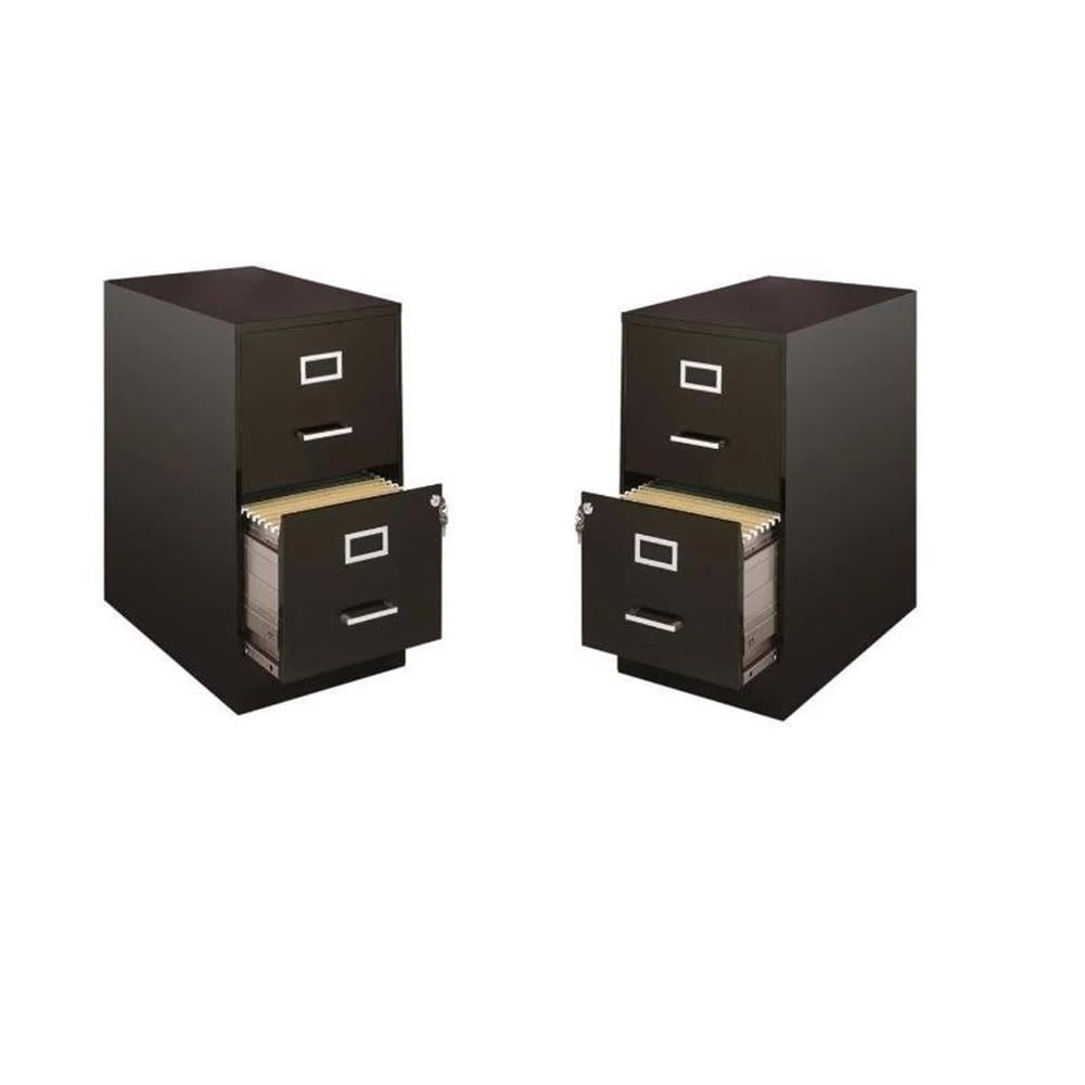Value Pack (Set of 2) Drawer File Cabinet in Black - Walmart.com