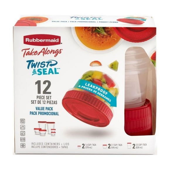 Rubbermaid Takealongs 12 Piece Food Storage Set, Red