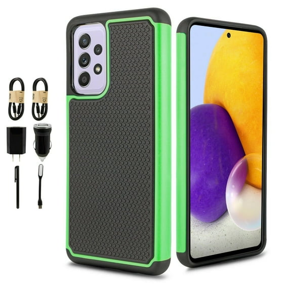 Value Pack and Samsung Galaxy A52 5G with Tempered Glass Phone Case Shockproof Edges Hybrid Hard Back Slim Bumper Cover