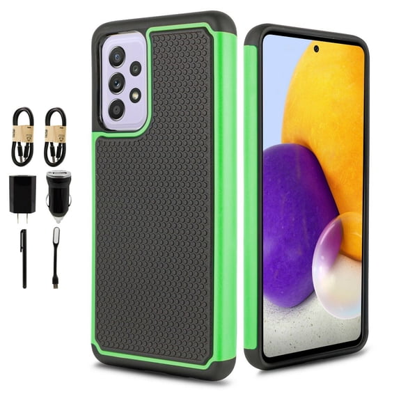 Value Pack and Samsung Galaxy A52 5G with Tempered Glass Phone Case Shockproof Edges Hybrid Hard Back Slim Bumper Cover