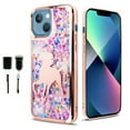 thumbnail image 1 of Value Pack and iPhone 13 6.1 inch Liquid Glitter Phone Case Shock Proof Edges Hybrid Hard Back Slim Bumper Cover, 1 of 4