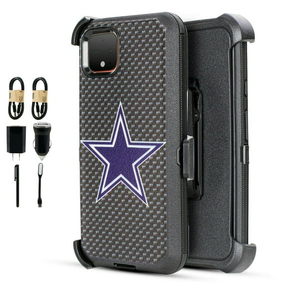 Value Pack ! for Google Pixel 4XL Heavy Duty Case Phone Case 360° Cover Screen Protector Clip Kickstand Holster Hybrid Shock Bumper (Blue Star)