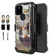 thumbnail image 1 of Value Pack ! for Google Pixel 5 5G with Temper Glass case Phone Case 360° Cover Clip Kickstand Holster Hybrid Shock Bumper (Deer), 1 of 4