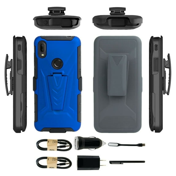 Value Pack ! for Jitterbug Smart 3 aka Smart Lively with Tempered Glass Clip Kickstand Shockproof Holster Hybrid Shock Bumper Case