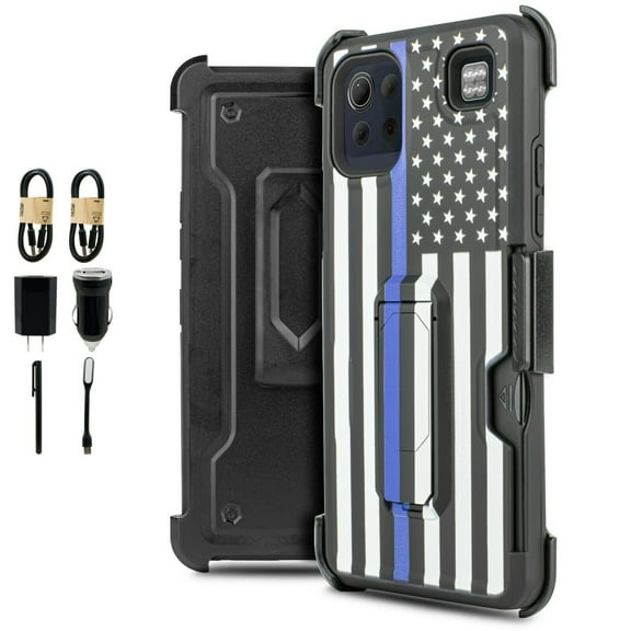 Value Pack ! for LG K92 5G Card Slot Phone Case 360° Cover Clip Kickstand Holster Hybrid Shock Bumper with Tempered Glass