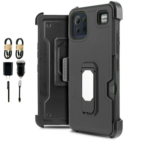 Value Pack ! for LG K92 Card Slot Magnetic Phone Case 360° Cover Clip Kickstand Holster Hybrid Shock Bumper with Tempered Glass
