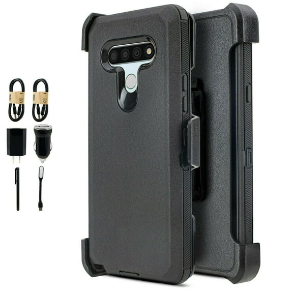 Value Pack ! for LG Stylo 6 Heavy Duty Phone Case 360° Cover Screen Protector Belt Clip Kickstand Holster Hybrid Shock Bumper (Black)