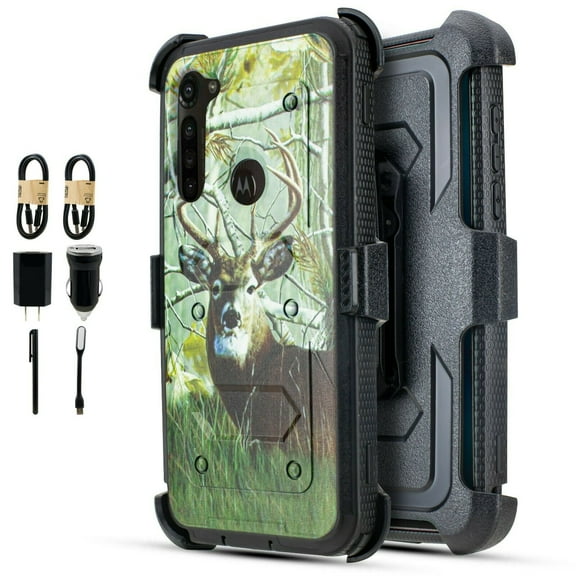 Value Pack ! for Moto G Stylus 2020 XT2043 Heavy Duty case Phone Case 360° Cover Screen Protector Clip Kickstand Holster Hybrid Shock Bumper (Deer)
