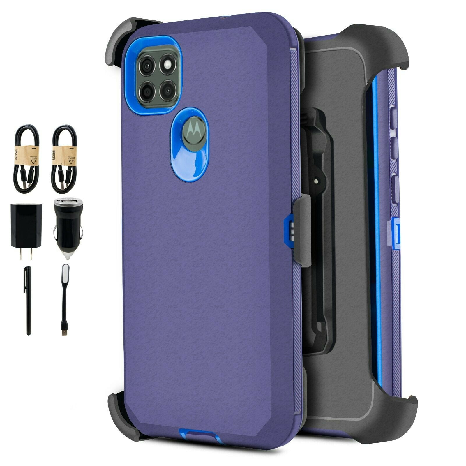 Value Pack for Moto G9 Power Phone Case 360° Cover Clip