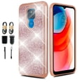 thumbnail image 1 of Value Pack + for Motorola Moto G Play 2021 with Temper Glass Hard Case Hybrid Cell Phone Glitter Shock proof Edge Slim Bumper Scratch Cover, 1 of 4