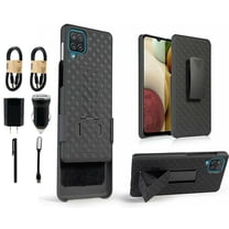 Value Pack ! for Samsung Galaxy A12 5G Slim Shell with Tempered Glass Phone Case 360° Cover Clip Kickstand Holster Hybrid Shock Bumper