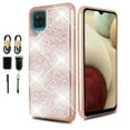 thumbnail image 1 of Value Pack + for Samsung Galaxy A12 Glitter Hard Case with Tempered Glass Hybrid Cell Phone Case Glitter Shock proof Edge Slim Bumper Scratch Cover, 1 of 4