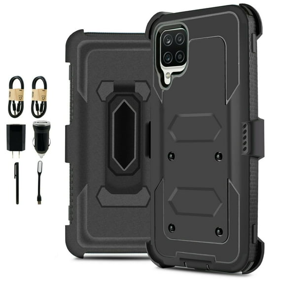 Value Pack ! for Samsung Galaxy A12 Phone Case 360° Cover Clip Kickstand Holster Hybrid Shock Bumper