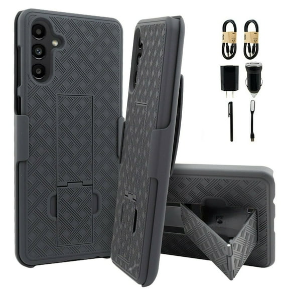 Value Pack ! for Samsung Galaxy A13 5G (NOT FIT A13 4G) with Tempered Glass, Phone Case 360° Cover Clip Kickstand Slim Holster Hybrid Shock Bumper