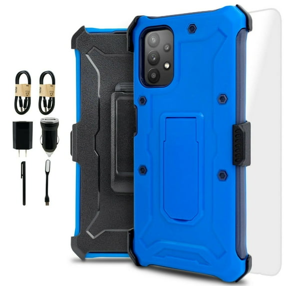 Value Pack ! for Samsung Galaxy A32 5G Phone Case Cover Clip Kickstand Holster Hybrid Shock Bumper with Tempered Glass