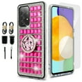 thumbnail image 1 of Value Pack + for Samsung Galaxy A32 5G with Tempered Glass Hybrid Phone Case Grip Grids Kickstand Slim Shock Bumper Cover, 1 of 4