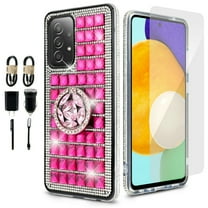 Value Pack for Samsung Galaxy A32 5G with Tempered Glass Hybrid Phone Case Grip Grids Kickstand Slim Shock Bumper Cover