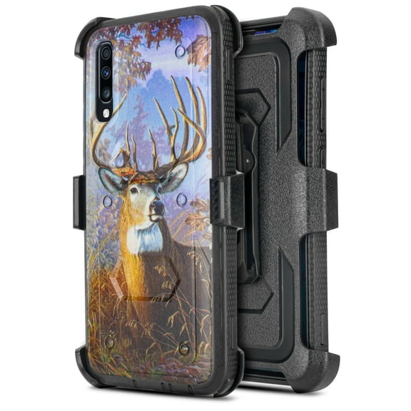 Value Pack ! for Samsung Galaxy A70, A70S case Phone Case 360° Cover Screen Protector Clip Kickstand Holster Hybrid Shock Bumper (Big Buck)