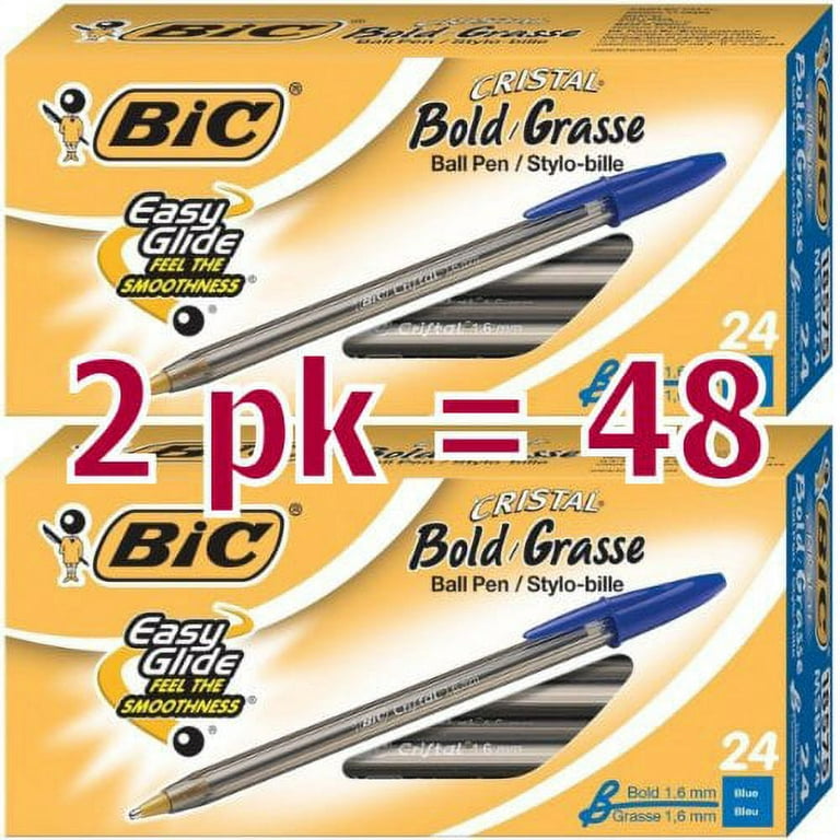 Value Pack of 48 - BIC Cristal Bold (1.6mm) Ball Pen, Blue, 48ct  (MSBP241-BE) 