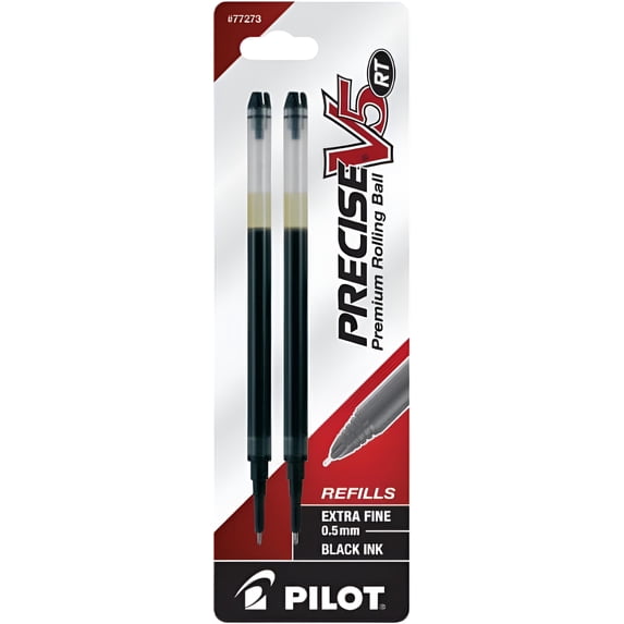 Value Pack of 6 - Pilot Precise V5 RT Liquid Ink Refill, 2-Pack for Retractable Rolling Ball Pens, Extra Fine Point, Black Ink (77273)