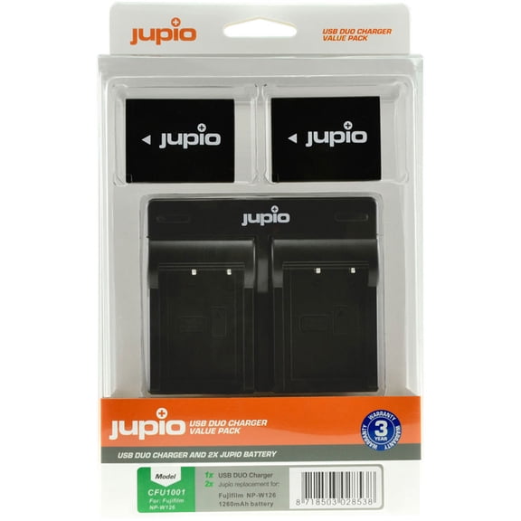 Jupio Value Pack with 2x NP-W126S 7.2V 1260mAh Lithium-Ion Battery and USB Dual Charger