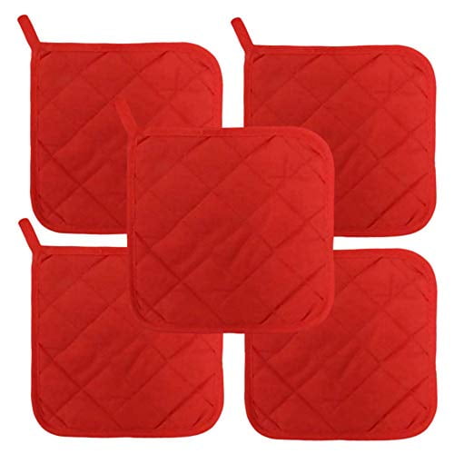 Value Packs Economical Lightweight Bulk Potholders Ten (10) Pack Everyday Quality 6.5" Square Perfect for Craft Projects Brite Red