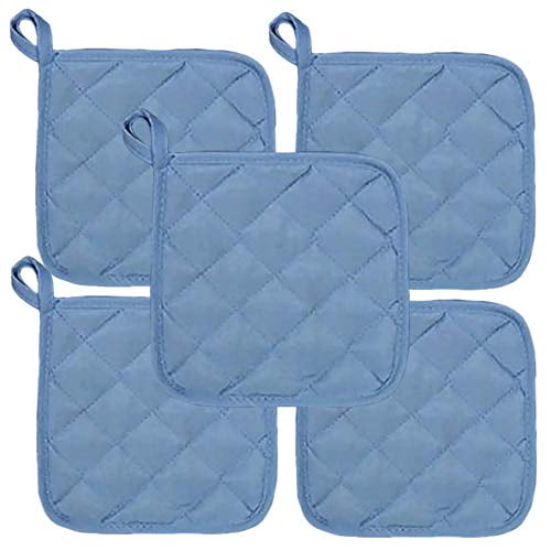 Value Packs Economical Lightweight Bulk Potholders Ten (10) Pack Everyday Quality 6.5" Square Perfect for Craft Projects Sky Blue