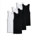 thumbnail image 1 of Value Packs of Men's Big And Tall Black & White Ribbed 100% Cotton Tank Top A Shirts Undershirt (3XL, Mixed, 6 Pack), 1 of 3