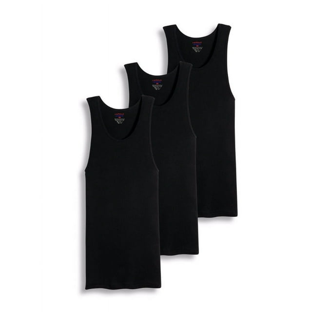 Value Packs of Men's Big And Tall Black & White Ribbed 100 Cotton Tank