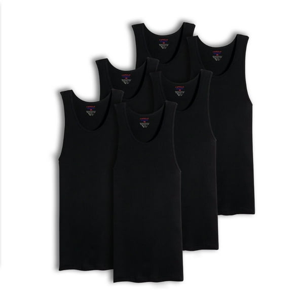 Value Packs of Men's Big And Tall Black & White Ribbed 100% Cotton Tank Top A Shirts Undershirt (4XL, Black, 6 Pack)