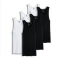 thumbnail image 1 of Value Packs of Men's Big And Tall Black & White Ribbed 100% Cotton Tank Top A Shirts Undershirt (4XL, Mixed, 6 Pack), 1 of 5