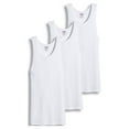 thumbnail image 1 of Value Packs of Men's Big And Tall Black & White Ribbed 100% Cotton Tank Top A Shirts Undershirt (4XL, White, 3 Pack), 1 of 2