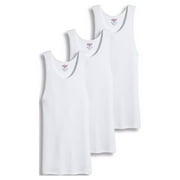MAGG SHOP Value Packs of Men's Big And Tall Black & White Ribbed 100% Cotton Tank Top A Shirts Undershirt (4XL, White, 3 Pack)