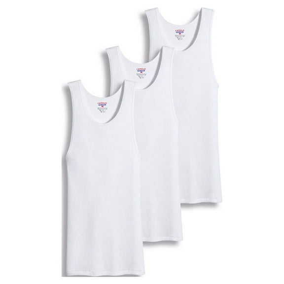 Value Packs of Men's Big And Tall Black & White Ribbed 100% Cotton Tank Top A Shirts Undershirt (4XL, White, 3 Pack)