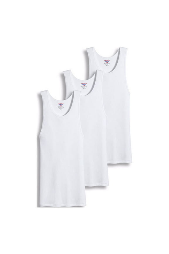 Value Packs of Men's Big And Tall Black & White Ribbed 100% Cotton Tank Top A Shirts Undershirt (4XL, White, 3 Pack)
