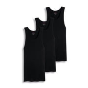Value Packs of Mens Big And Tall Black & White Ribbed 100% Cotton Tank Top A Shirts Undershirt 5XL, Black, 3 Pack