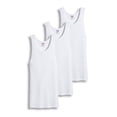thumbnail image 1 of Value Packs of Men's Big And Tall Black & White Ribbed 100% Cotton Tank Top A Shirts Undershirt (5XL, White, 3 Pack), 1 of 3