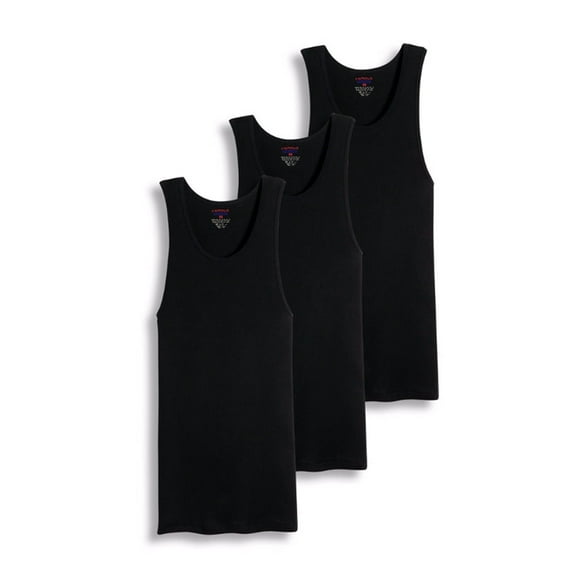 Value Packs of Men's Black & White Ribbed 100% Cotton Tank Top A Shirts Undershirt (S, 3 Pack Black)