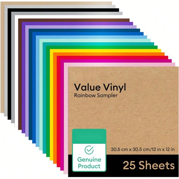 Value Permanent Vinyl, Rainbow Sampler 12in x 12in (25 ct)