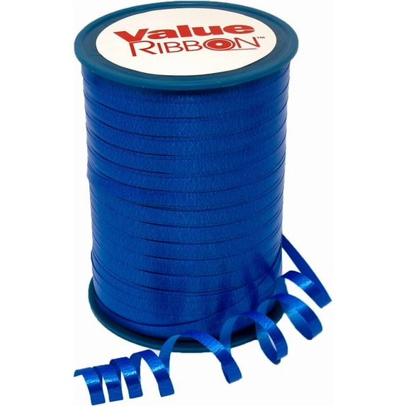 Value Ribbon Crimped Curling Ribbon, 3/16" x 500 Yards Balloon String, Royal Blue